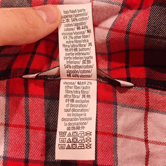 Victoria's Secret Women Plaid Short Sleeve Shirt Red Pink Black Womens Medium - Picture 3 of 4